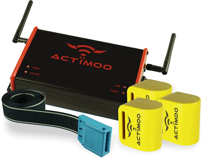 Actimoo activity pedometer set — gateway, collar and sensors